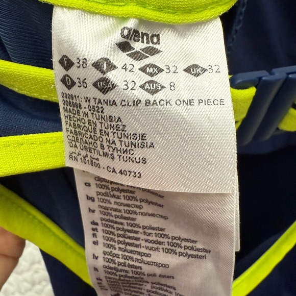 Arena Tania Clip Back One Piece Swimsuit Navy Blue Green Size‎ 6 - Picture 5 of 12